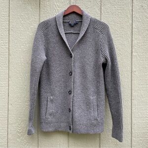 Pendleton Cardigan Mens Large Gray Lambswool Shawl Button Front Pockets Ribber